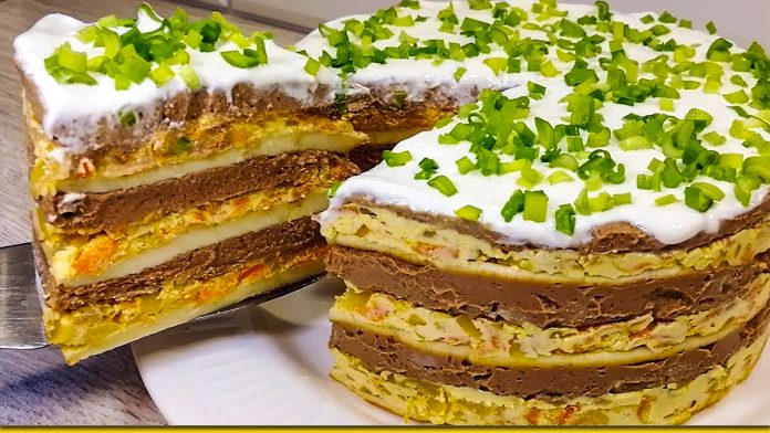 Печінковий торт з сюрпризом — святковий рецепт