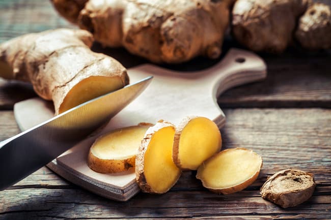 photo of ginger on cutting board